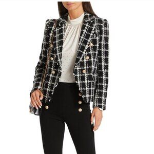 Generation Love Eliza Double Blazer Taylored Tweed Blazer Sz M Black White Plaid